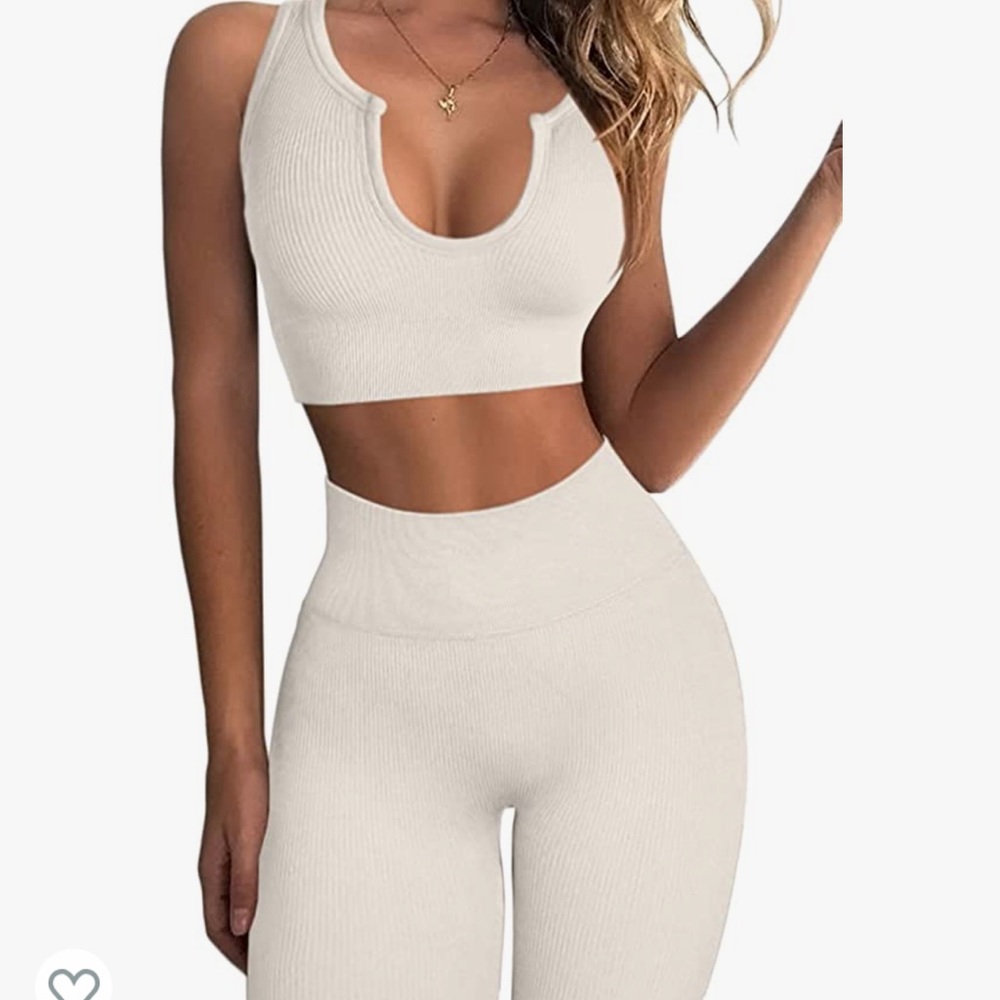 Cream Top and Leggings Matching Set